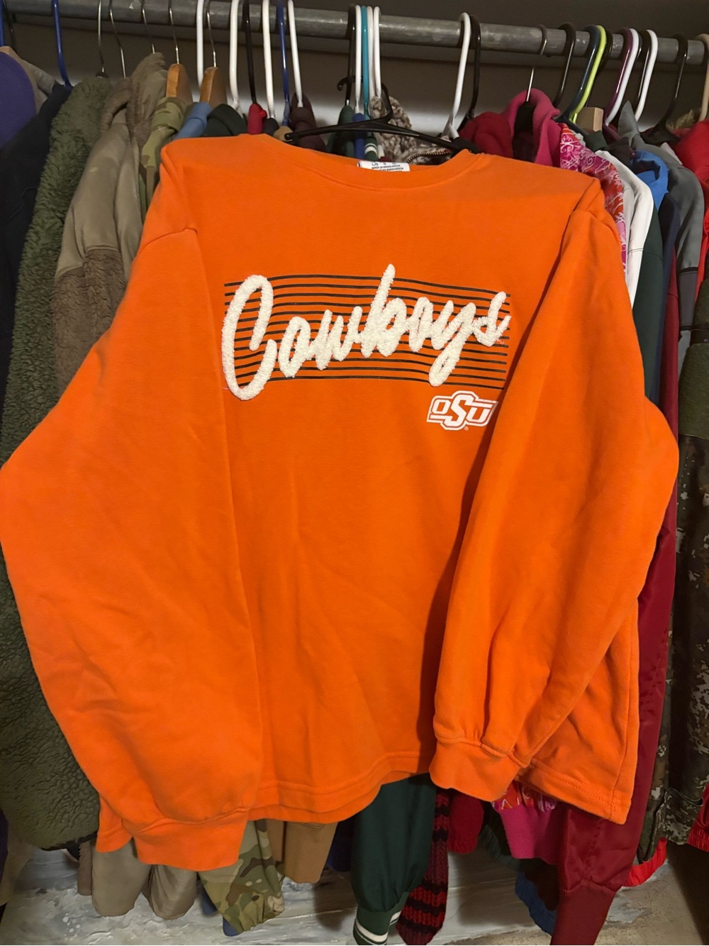 Champion Orange 'Cowboys' Crewneck Sweatshirt with White Script